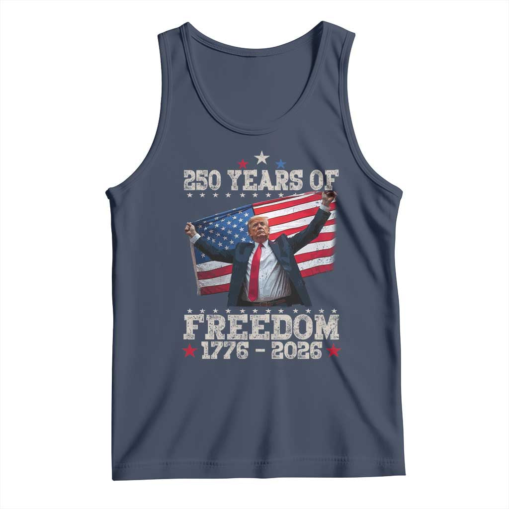 Trump 250th Anniversary Tank Top 250 Years Of Freedom Vintage USA Flag TS11 Navy Print Your Wear