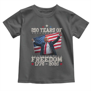 Trump 250th Anniversary Toddler T Shirt 250 Years Of Freedom Vintage USA Flag TS11 Dark Heather Print Your Wear