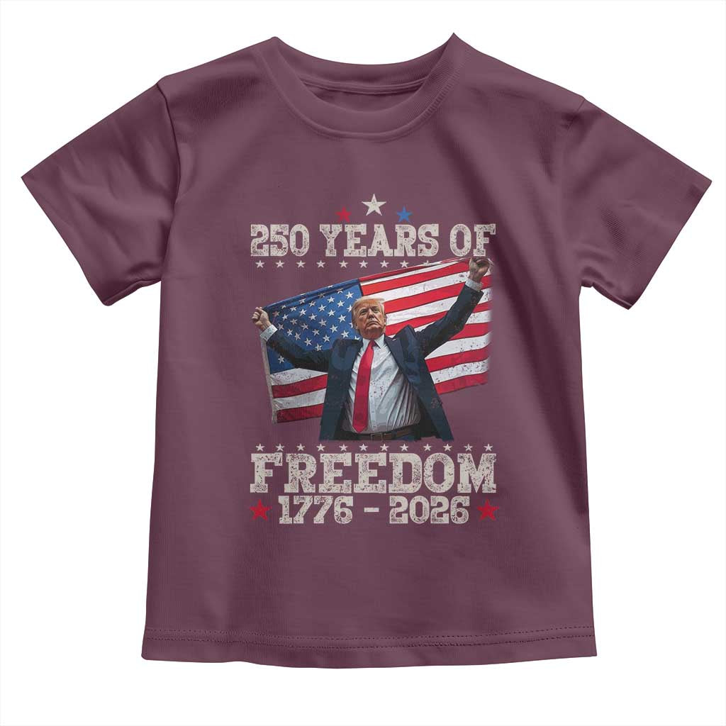 Trump 250th Anniversary Toddler T Shirt 250 Years Of Freedom Vintage USA Flag TS11 Maroon Print Your Wear