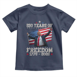 Trump 250th Anniversary Toddler T Shirt 250 Years Of Freedom Vintage USA Flag TS11 Navy Print Your Wear