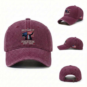 Trump 250th Anniversary Washed Cotton Baseball Cap 250 Years Of Freedom Vintage USA Flag TS11 Washed Cap Universal Fit Burgundy Print Your Wear