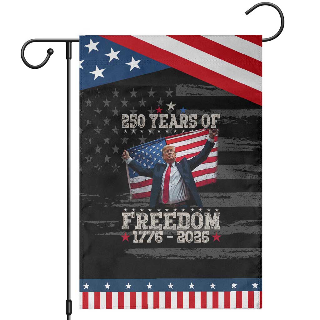 Trump 250th Anniversary Garden Flag - 250 Years Of Freedom Vintage USA Flag TS11 Distressed Black Blue Print Your Wear