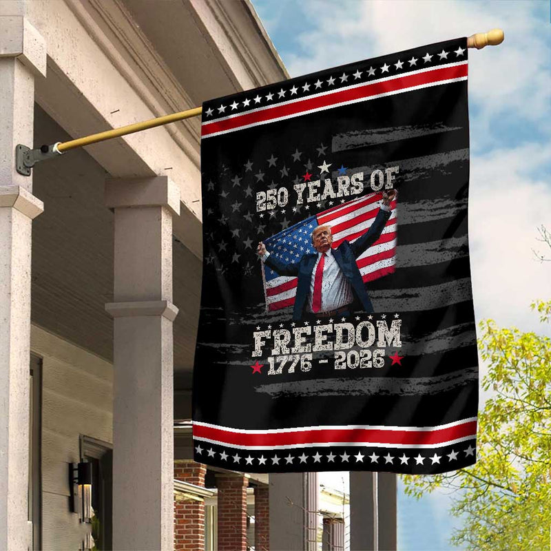 Trump 250th Anniversary Garden Flag - 250 Years Of Freedom Vintage USA Flag