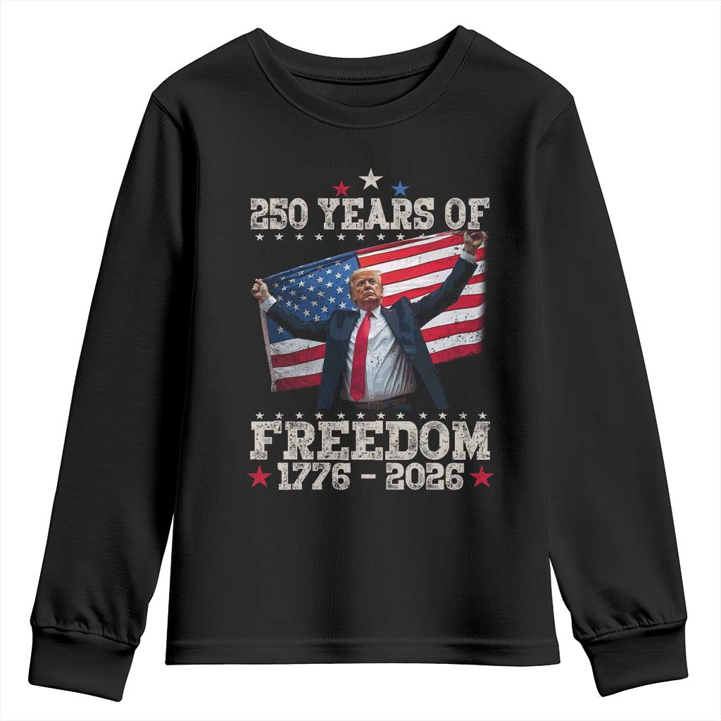 Trump 250th Anniversary Youth Sweatshirt 250 Years Of Freedom Vintage USA Flag TS11 Black Print Your Wear