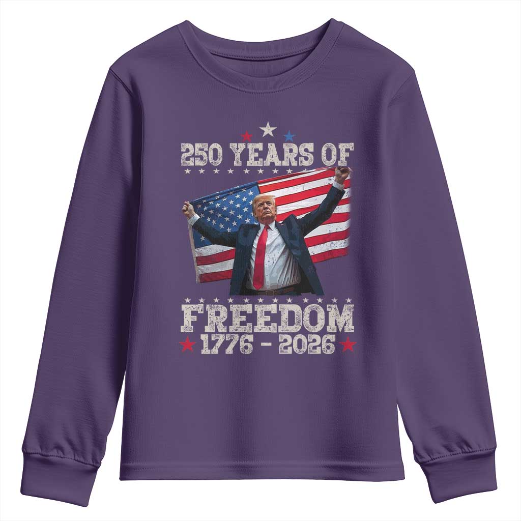 Trump 250th Anniversary Youth Sweatshirt 250 Years Of Freedom Vintage USA Flag TS11 Purple Print Your Wear
