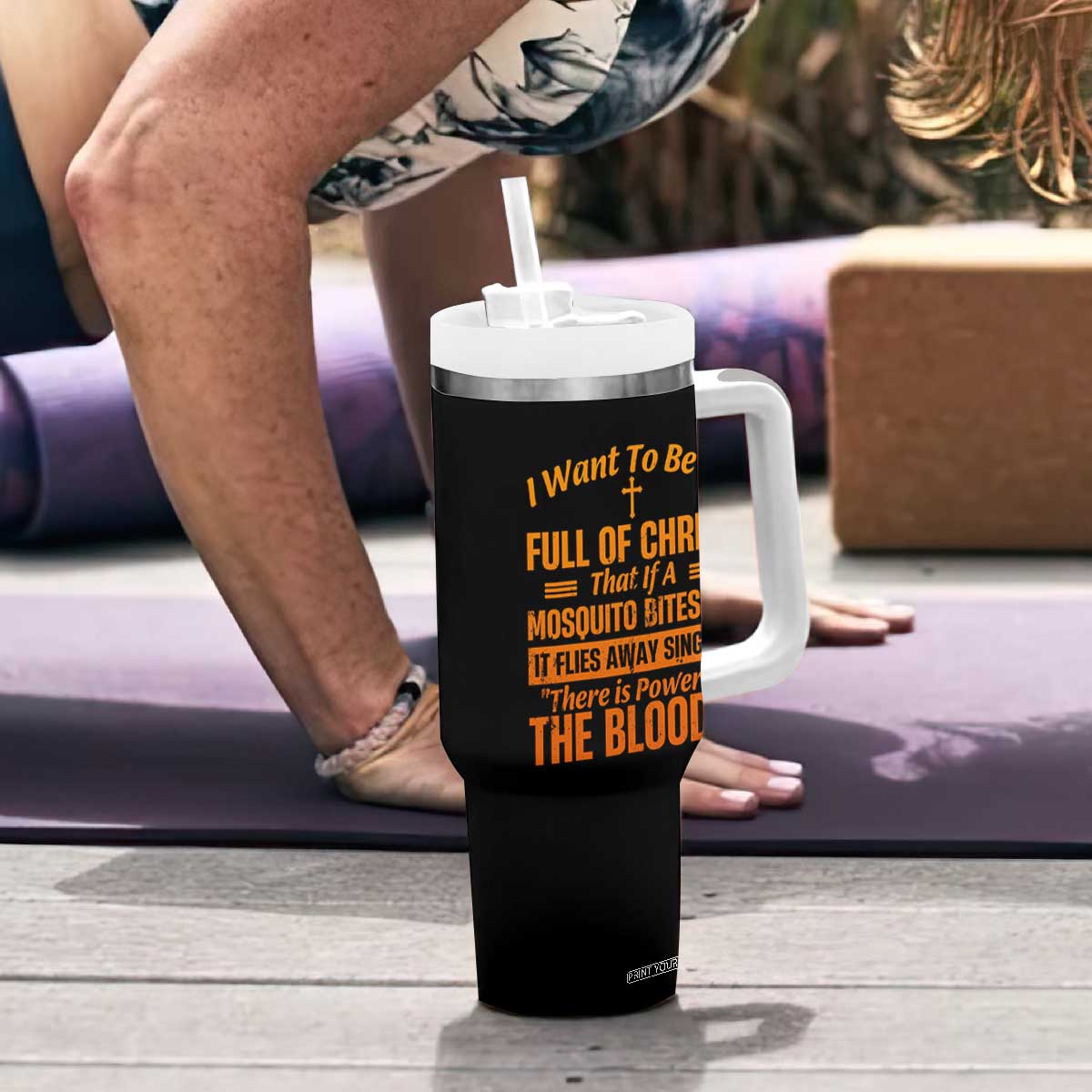 I Want To Be So Full Of Christ Tumbler With Handle Funny Christian Prayer Religious Cross TS11 Print Your Wear