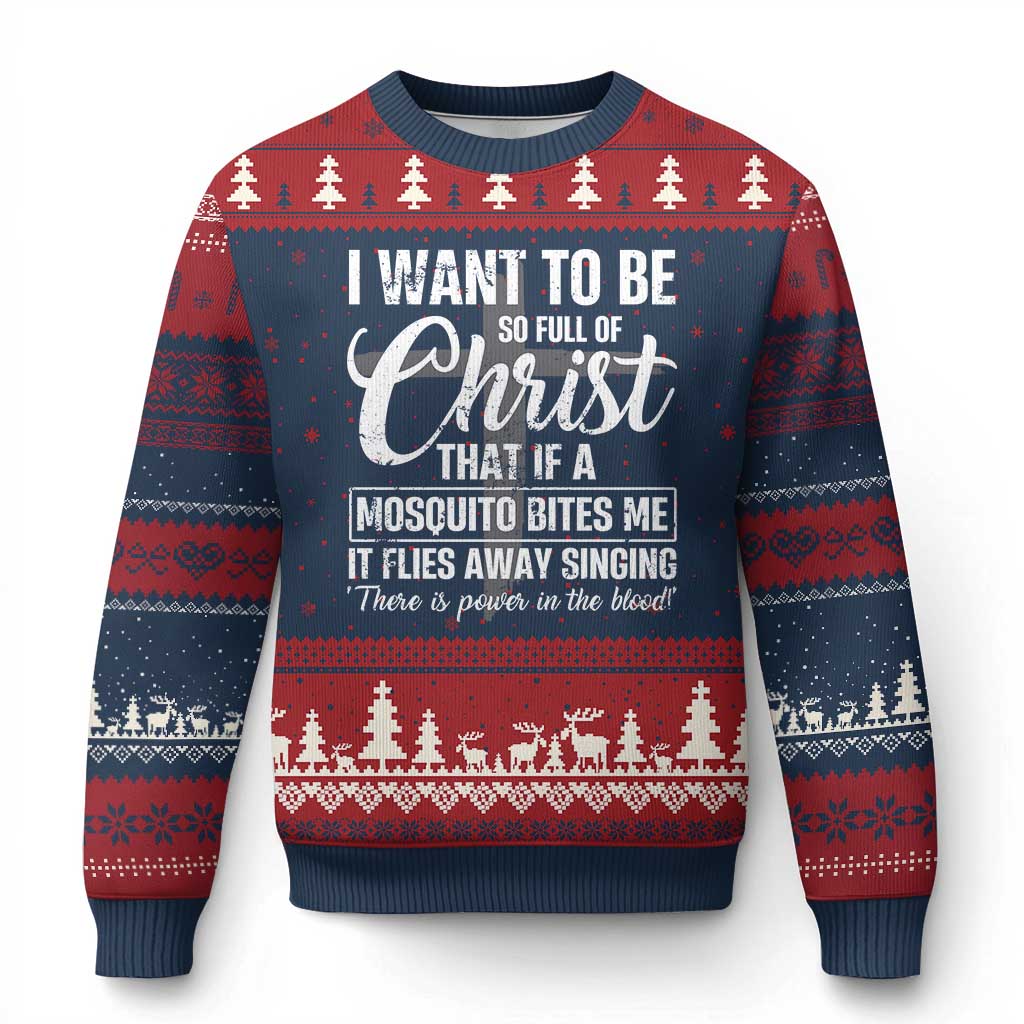 I Want To Be So Full Of Christ Ugly Christmas Sweater Funny Christian Prayer TS11 Navy Red Print Your Wear