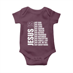 Jesus Is My Everything My God My Lord And Savior Christian Baby Onesie TS11 Maroon Print Your Wear