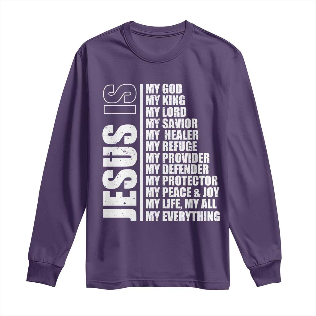 Jesus Is My Everything My God My Lord And Savior Christian Long Sleeve Shirt TS11 Purple Print Your Wear
