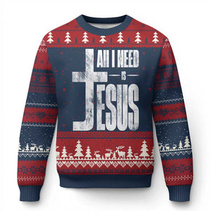All I Need Is Jesus Ugly Christmas Sweater Christian Believer Faith God Religious TS11 Navy Red Print Your Wear