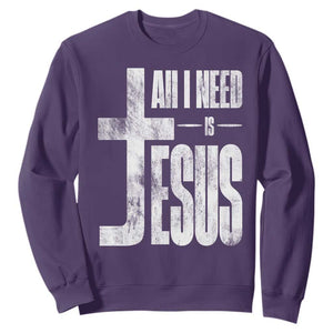 All I Need Is Jesus Sweatshirt Christian Believer Faith God Religious TS11 Purple Print Your Wear