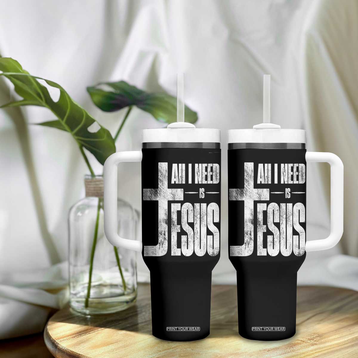 All I Need Is Jesus Tumbler With Handle Christian Believer Faith God Religious TS11 Print Your Wear
