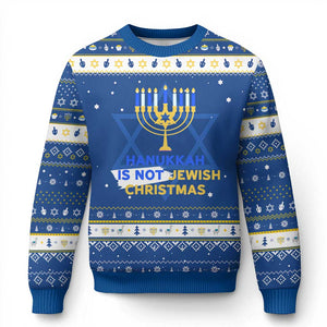 Funny Chanukah Is Not Jewish Christmas Hanukkah Ugly Sweater Jewish Holidays Menorah TS11 Blue White Print Your Wear