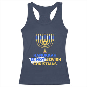 Funny Hanukkah Is Not Jewish Christmas Racerback Tank Top Chanukah Menorah TS11 Navy Print Your Wear