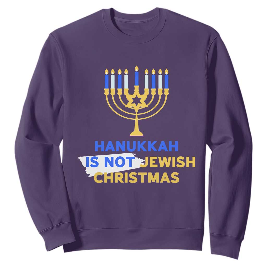 Funny Hanukkah Is Not Jewish Christmas Sweatshirt Chanukah Menorah TS11 Purple Print Your Wear