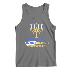 Funny Hanukkah Is Not Jewish Christmas Tank Top Chanukah Menorah TS11 Black Heather Print Your Wear