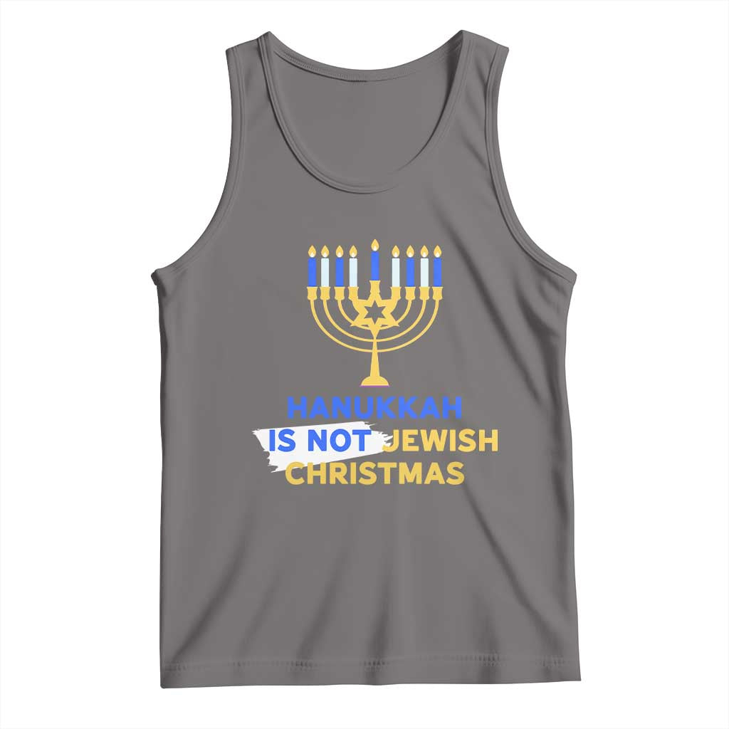Funny Hanukkah Is Not Jewish Christmas Tank Top Chanukah Menorah TS11 Deep Heather Print Your Wear