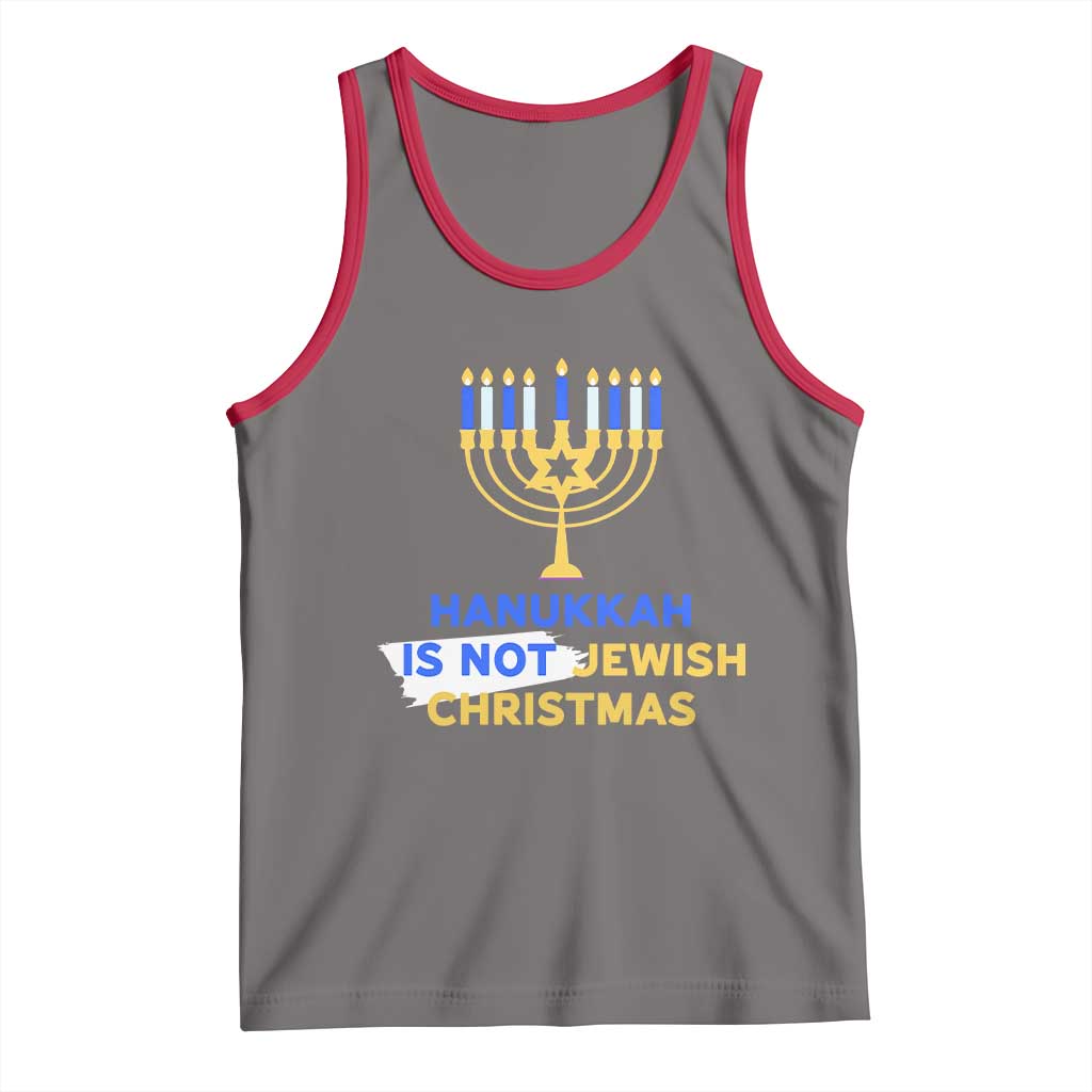 Funny Hanukkah Is Not Jewish Christmas Tank Top Chanukah Menorah TS11 Deep Heather Red Print Your Wear