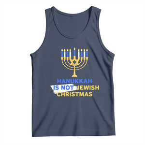 Funny Hanukkah Is Not Jewish Christmas Tank Top Chanukah Menorah TS11 Navy Print Your Wear