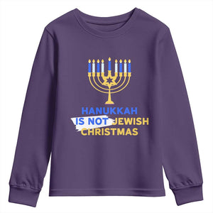 Funny Hanukkah Is Not Jewish Christmas Youth Sweatshirt Chanukah Menorah TS11 Purple Print Your Wear