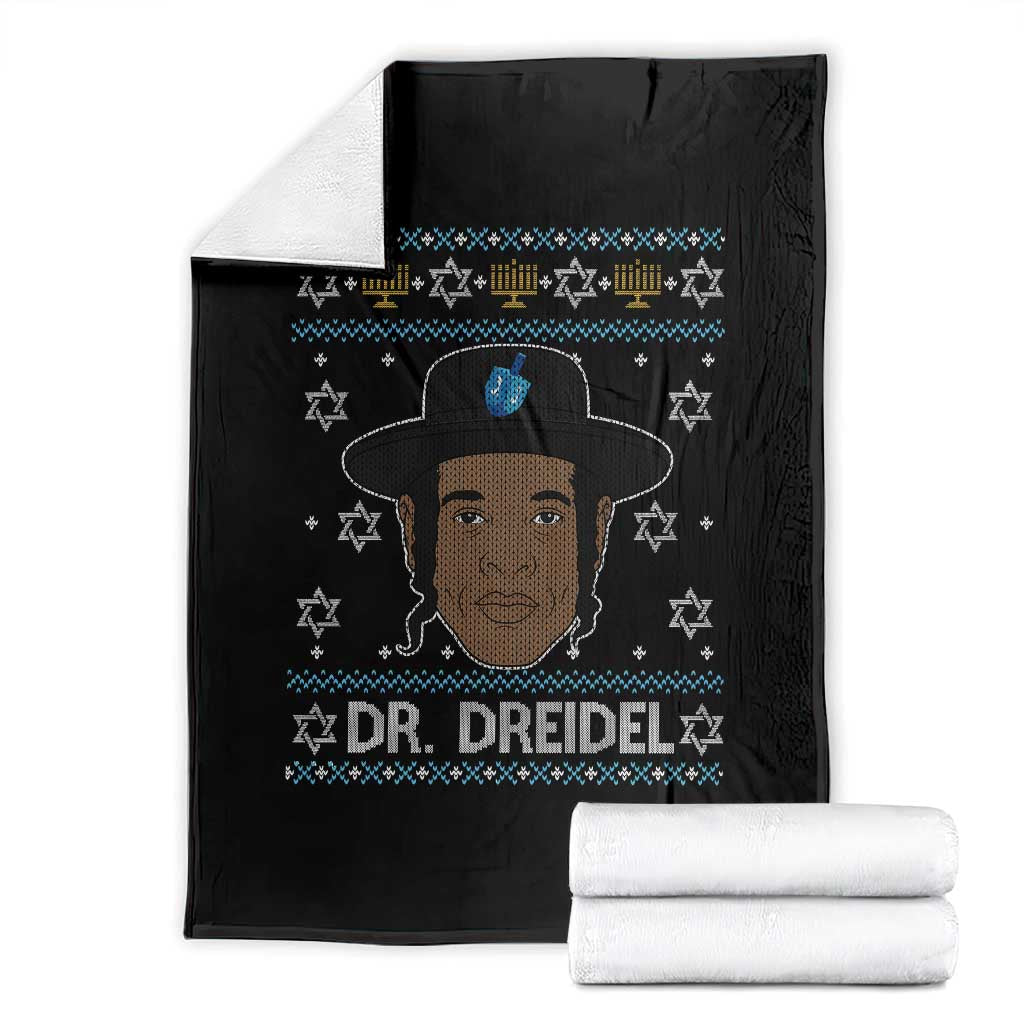 Funny Hanukkah Dreidel Throw Blanket Dr Dreidel Chanukah Rapper DJ TS11 Black Print Your Wear
