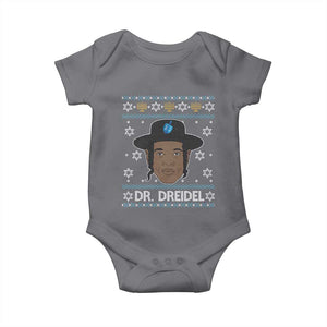 Funny Hanukkah Dreidel Baby Onesie Dr Dreidel Chanukah Rapper DJ TS11 Charcoal Print Your Wear