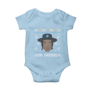 Funny Hanukkah Dreidel Baby Onesie Dr Dreidel Chanukah Rapper DJ TS11 Light Blue Print Your Wear