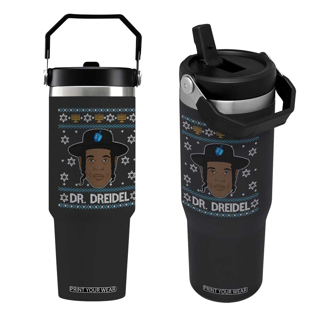 Funny Hanukkah Dreidel Flip Straw Tumbler Dr Dreidel Chanukah Rapper DJ TS11 One Size: 30 oz Black Print Your Wear