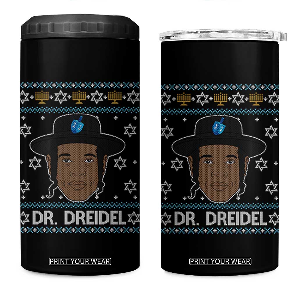 Funny Hanukkah Dreidel 4 in 1 Can Cooler Tumbler Dr Dreidel Chanukah Rapper DJ TS11 One Size: 16 oz Black Print Your Wear