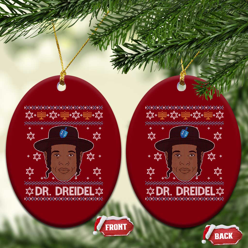 Funny Hanukkah Dreidel Ceramic Ornament Dr Dreidel Chanukah Rapper DJ TS11 Print Your Wear