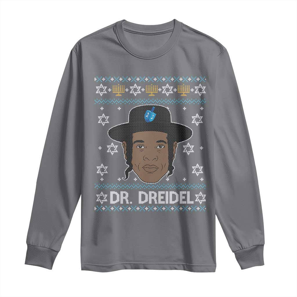 Funny Hanukkah Dreidel Long Sleeve Shirt Dr Dreidel Chanukah Rapper DJ TS11 Charcoal Print Your Wear