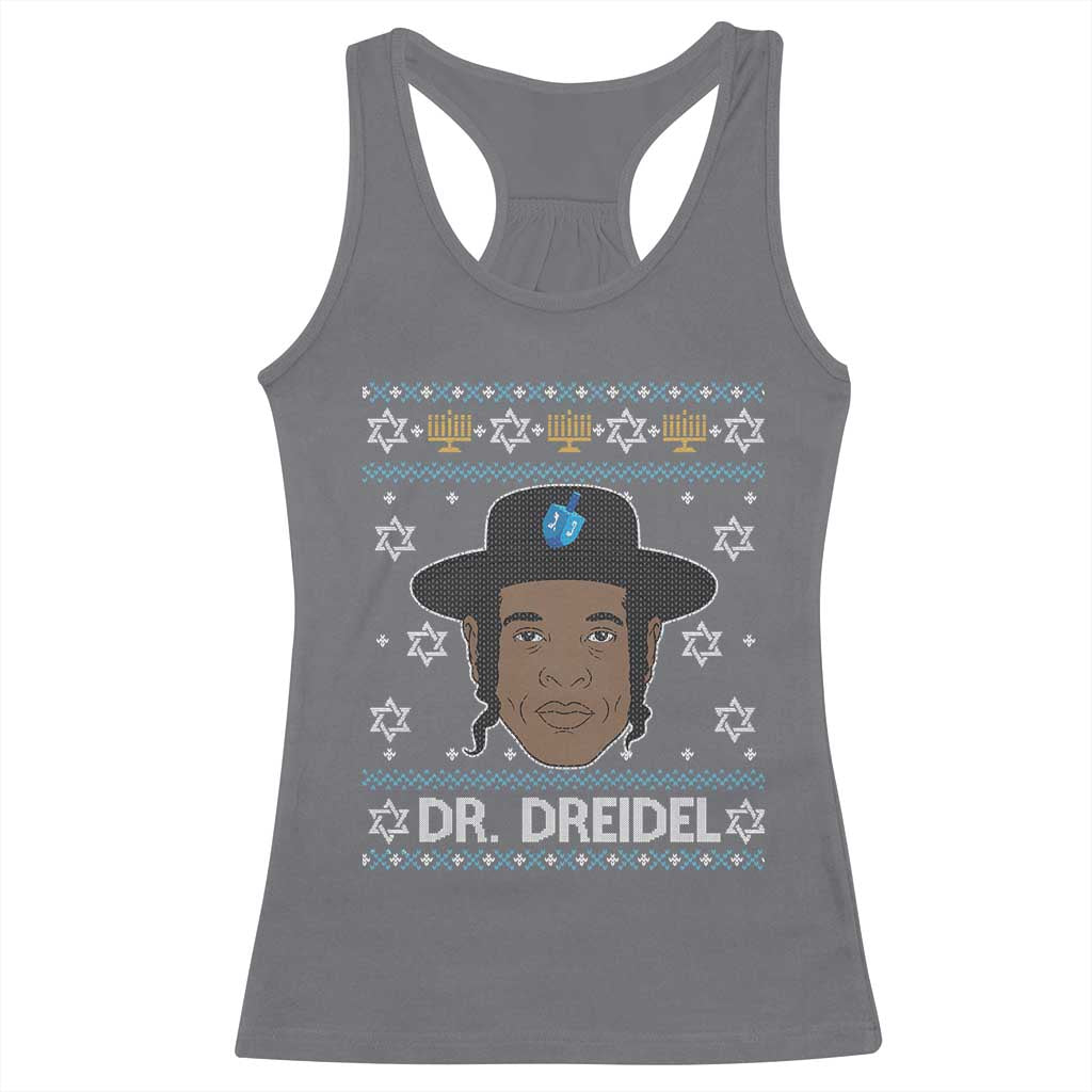 Funny Hanukkah Dreidel Racerback Tank Top Dr Dreidel Chanukah Rapper DJ TS11 Charcoal Print Your Wear