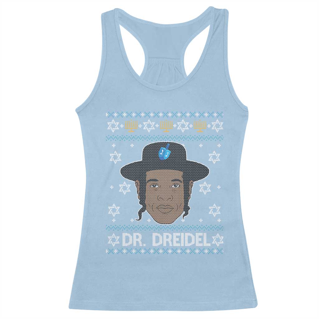 Funny Hanukkah Dreidel Racerback Tank Top Dr Dreidel Chanukah Rapper DJ TS11 Light Blue Print Your Wear