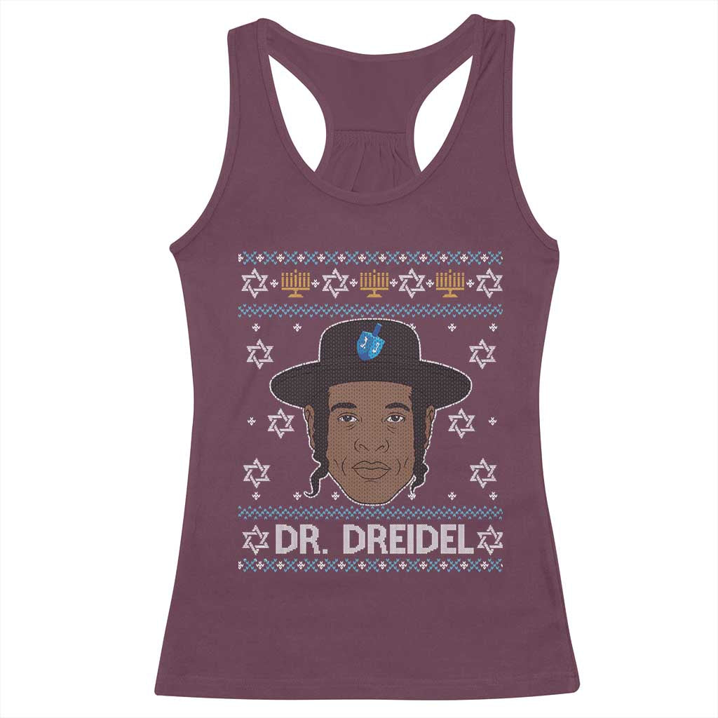 Funny Hanukkah Dreidel Racerback Tank Top Dr Dreidel Chanukah Rapper DJ TS11 Maroon Print Your Wear