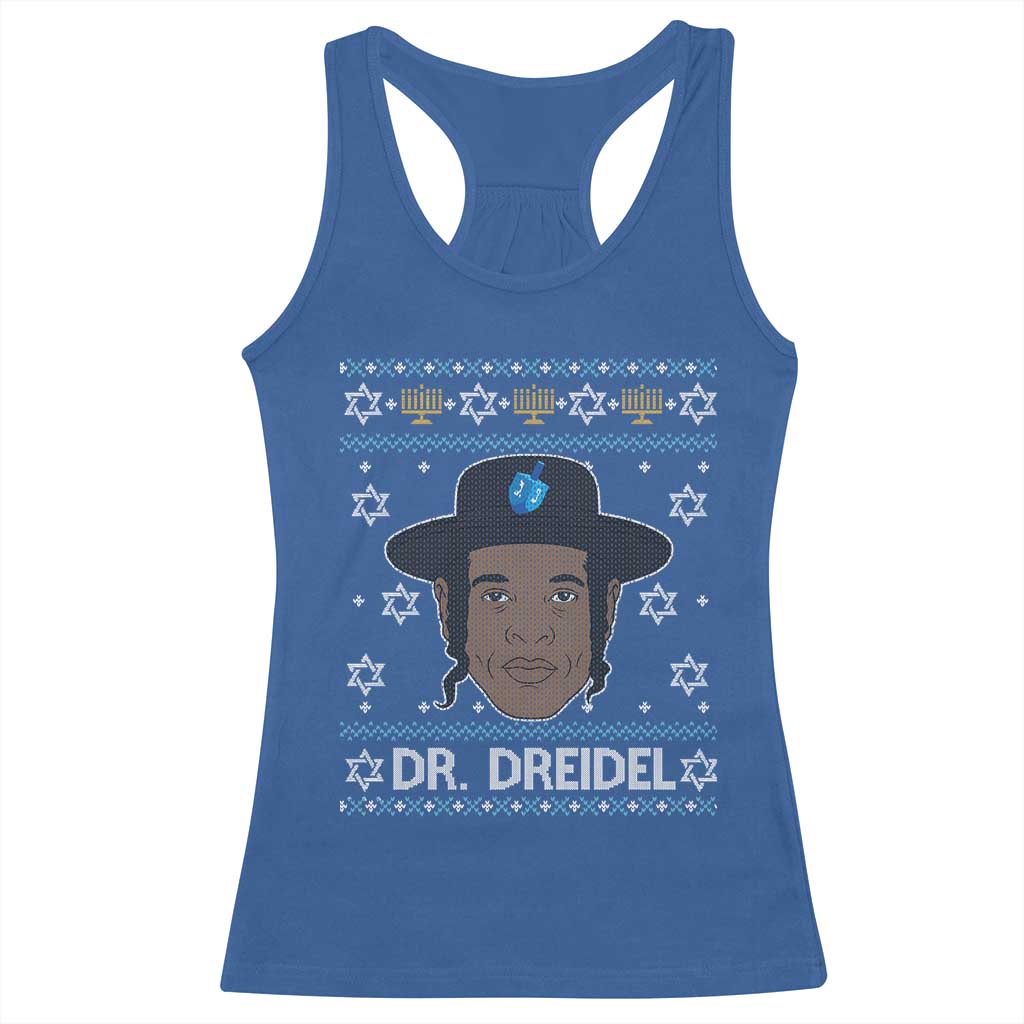 Funny Hanukkah Dreidel Racerback Tank Top Dr Dreidel Chanukah Rapper DJ TS11 Royal Blue Print Your Wear
