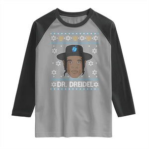 Funny Hanukkah Dreidel Raglan Shirt Dr Dreidel Chanukah Rapper DJ TS11 Sport Gray Black Print Your Wear