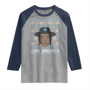 Funny Hanukkah Dreidel Raglan Shirt Dr Dreidel Chanukah Rapper DJ TS11 Sport Gray Navy Print Your Wear