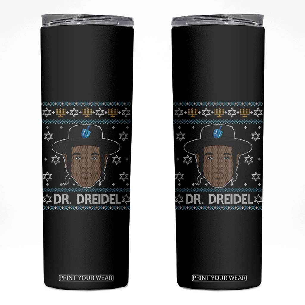 Funny Hanukkah Dreidel Skinny Tumbler Dr Dreidel Chanukah Rapper DJ TS11 Black Print Your Wear