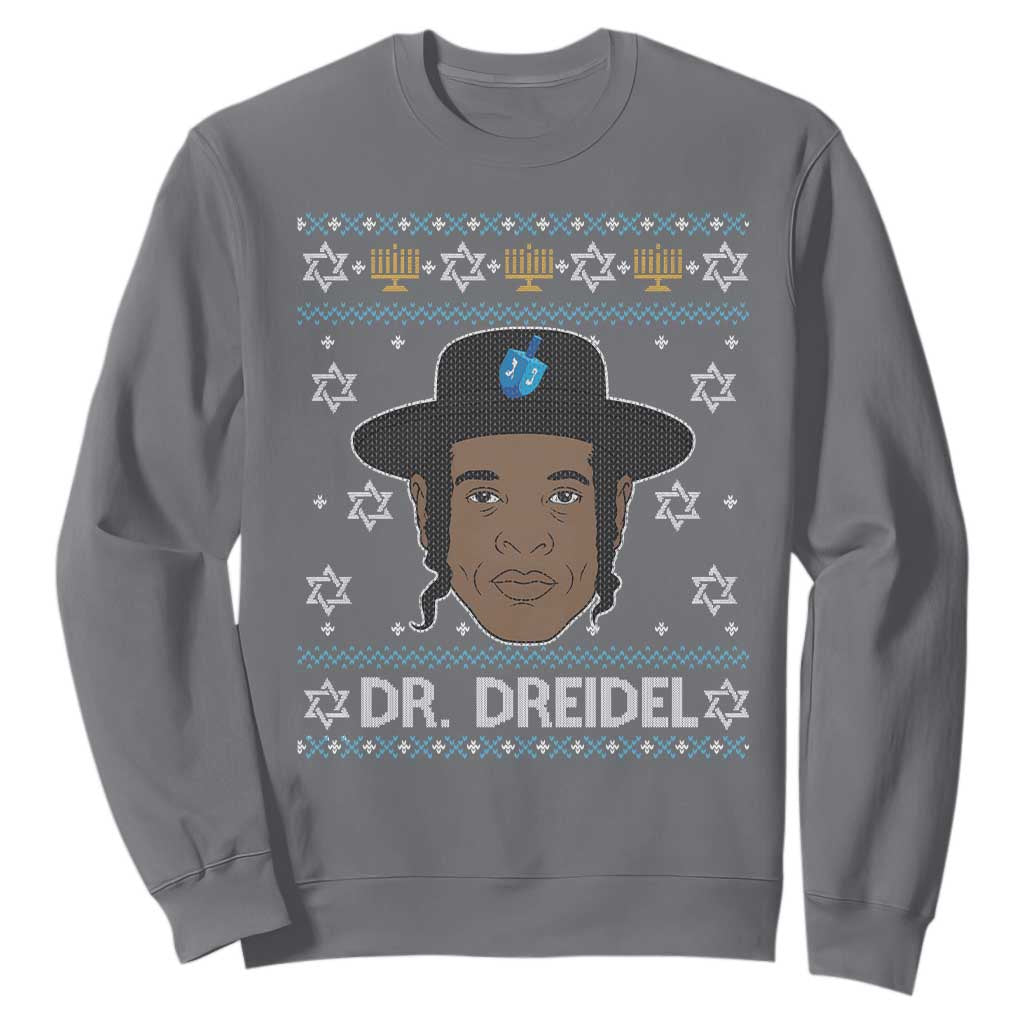 Funny Hanukkah Dreidel Sweatshirt Dr Dreidel Chanukah Rapper DJ TS11 Charcoal Print Your Wear