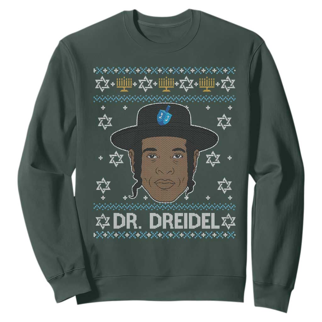 Funny Hanukkah Dreidel Sweatshirt Dr Dreidel Chanukah Rapper DJ TS11 Dark Forest Green Print Your Wear