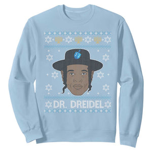 Funny Hanukkah Dreidel Sweatshirt Dr Dreidel Chanukah Rapper DJ TS11 Light Blue Print Your Wear