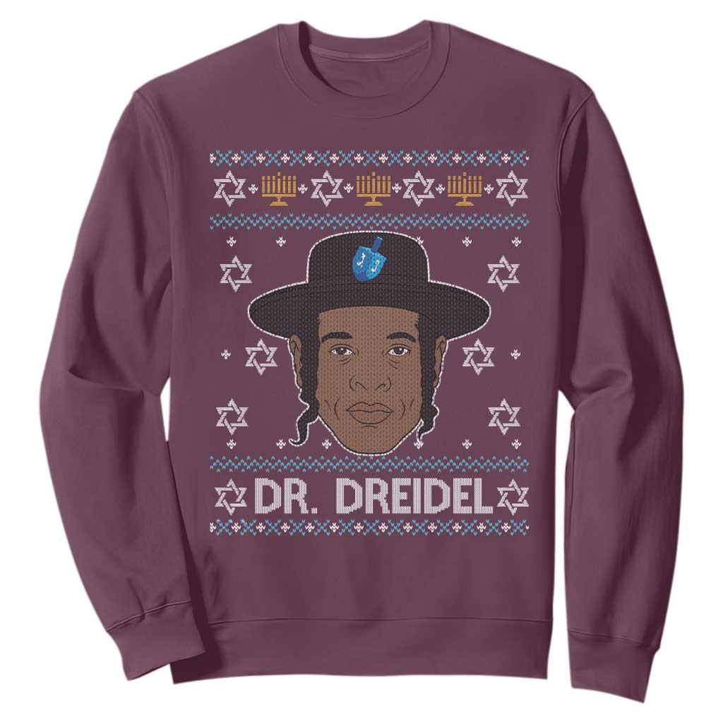 Funny Hanukkah Dreidel Sweatshirt Dr Dreidel Chanukah Rapper DJ TS11 Maroon Print Your Wear