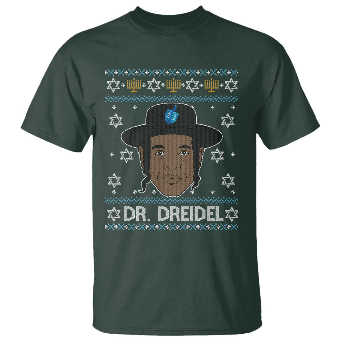 Funny Hanukkah Dreidel T Shirt Dr Dreidel Chanukah Rapper DJ TS11 Dark Forest Green Print Your Wear