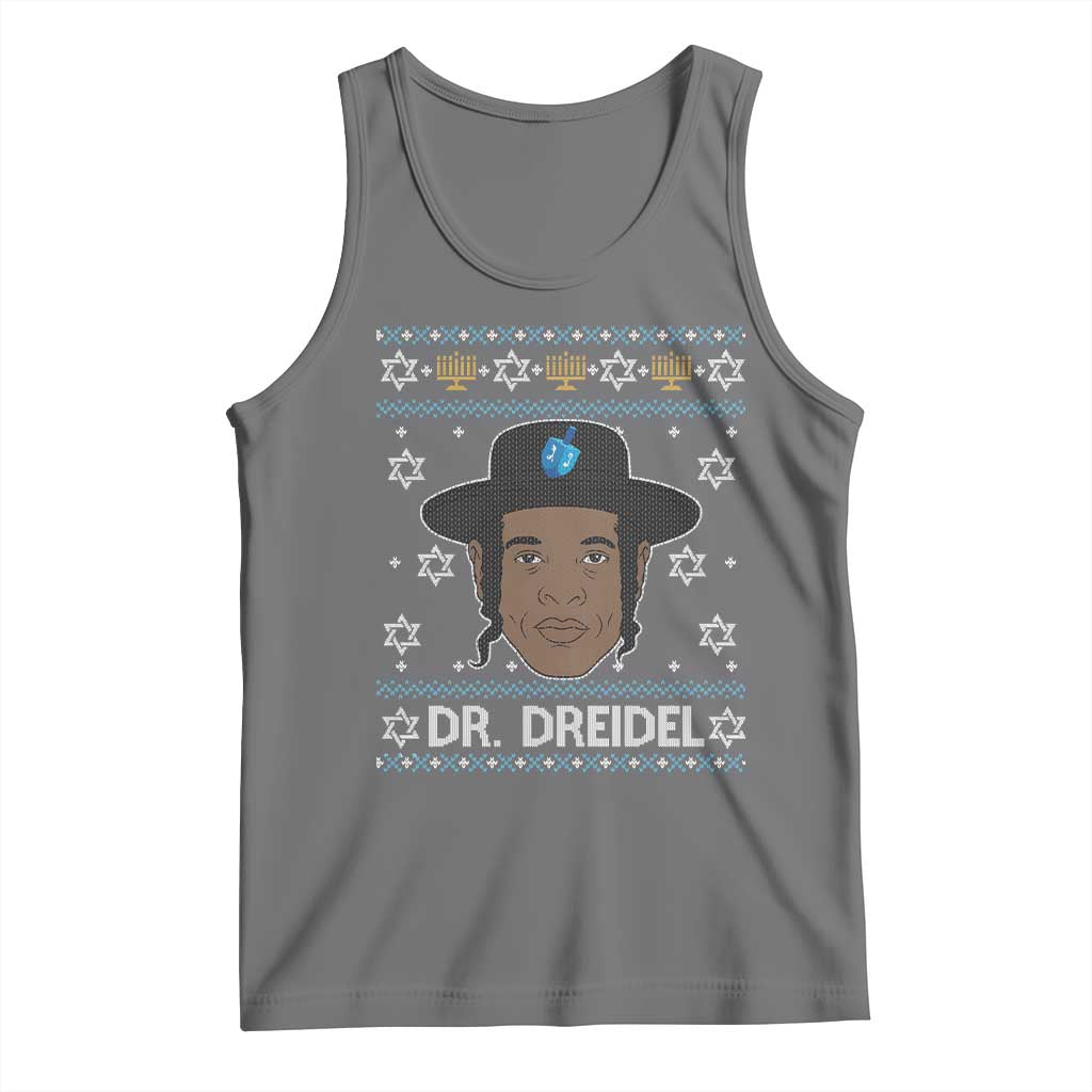 Funny Hanukkah Dreidel Tank Top Dr Dreidel Chanukah Rapper DJ TS11 Black Heather Print Your Wear
