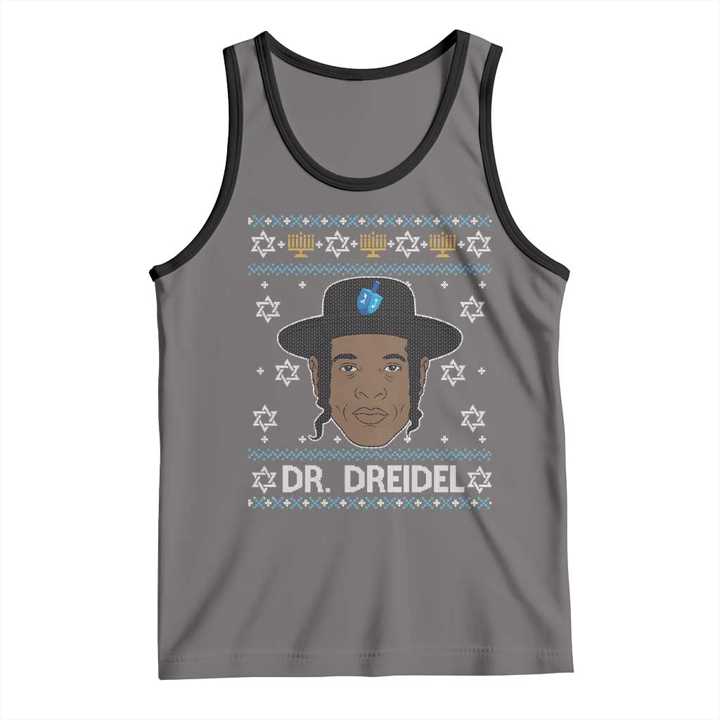 Funny Hanukkah Dreidel Tank Top Dr Dreidel Chanukah Rapper DJ TS11 Deep Heather Black Print Your Wear