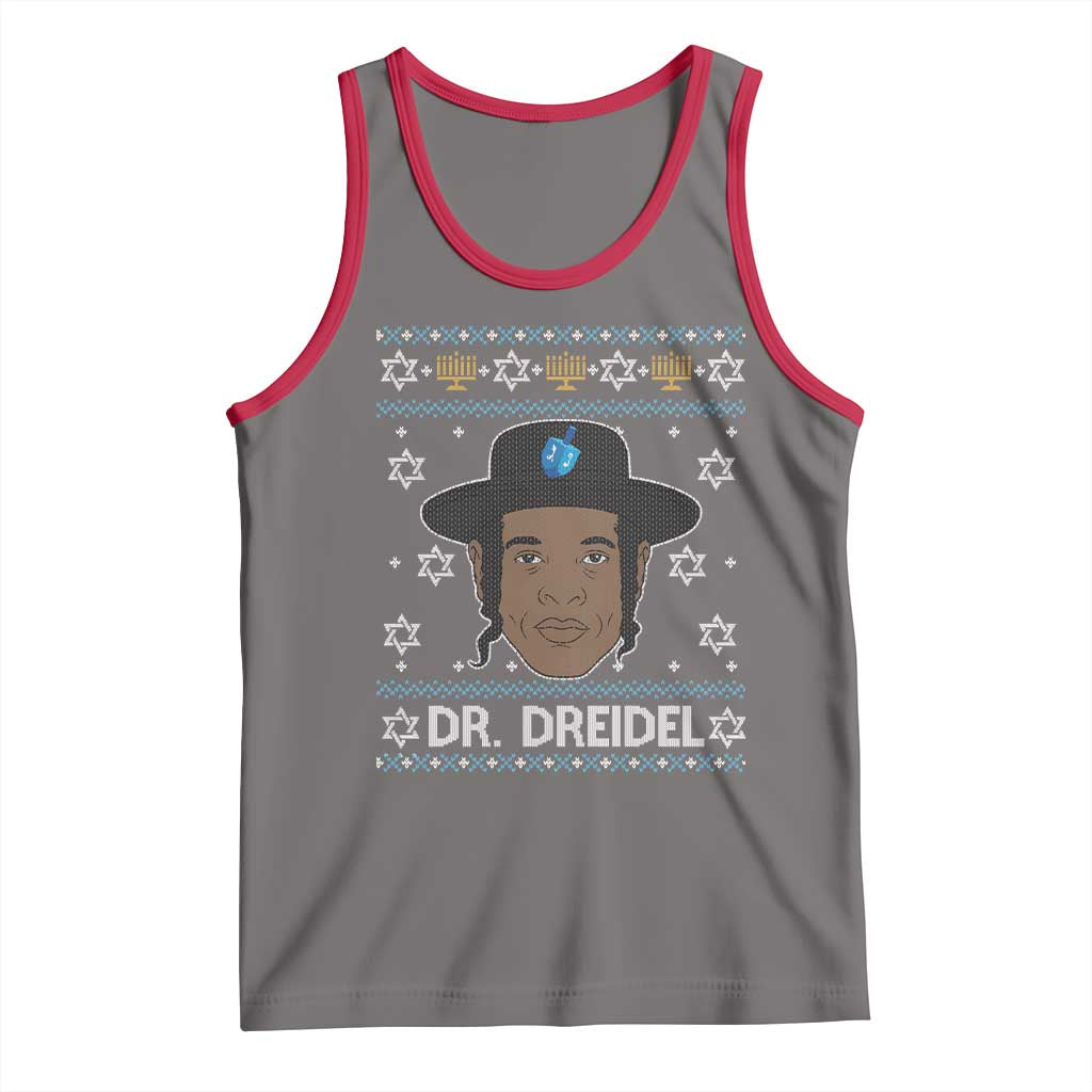 Funny Hanukkah Dreidel Tank Top Dr Dreidel Chanukah Rapper DJ TS11 Deep Heather Red Print Your Wear