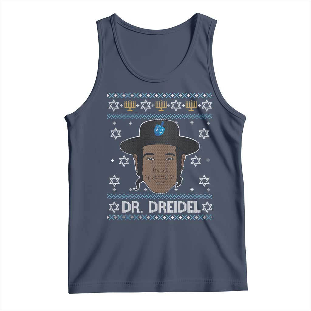 Funny Hanukkah Dreidel Tank Top Dr Dreidel Chanukah Rapper DJ TS11 Navy Print Your Wear