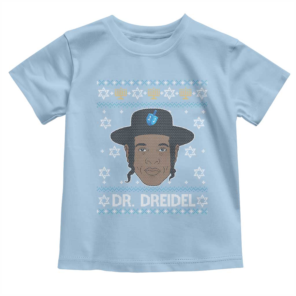 Funny Hanukkah Dreidel Toddler T Shirt Dr Dreidel Chanukah Rapper DJ TS11 Light Blue Print Your Wear