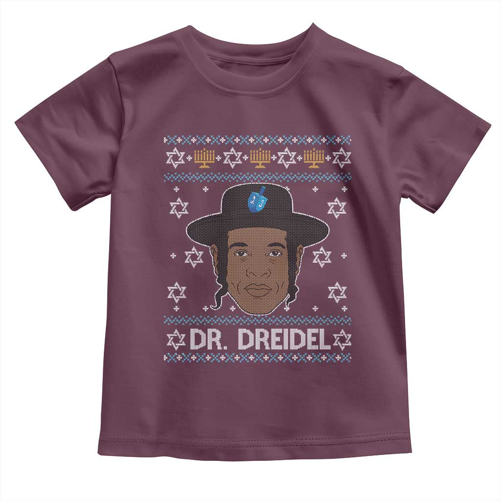 Funny Hanukkah Dreidel Toddler T Shirt Dr Dreidel Chanukah Rapper DJ TS11 Maroon Print Your Wear