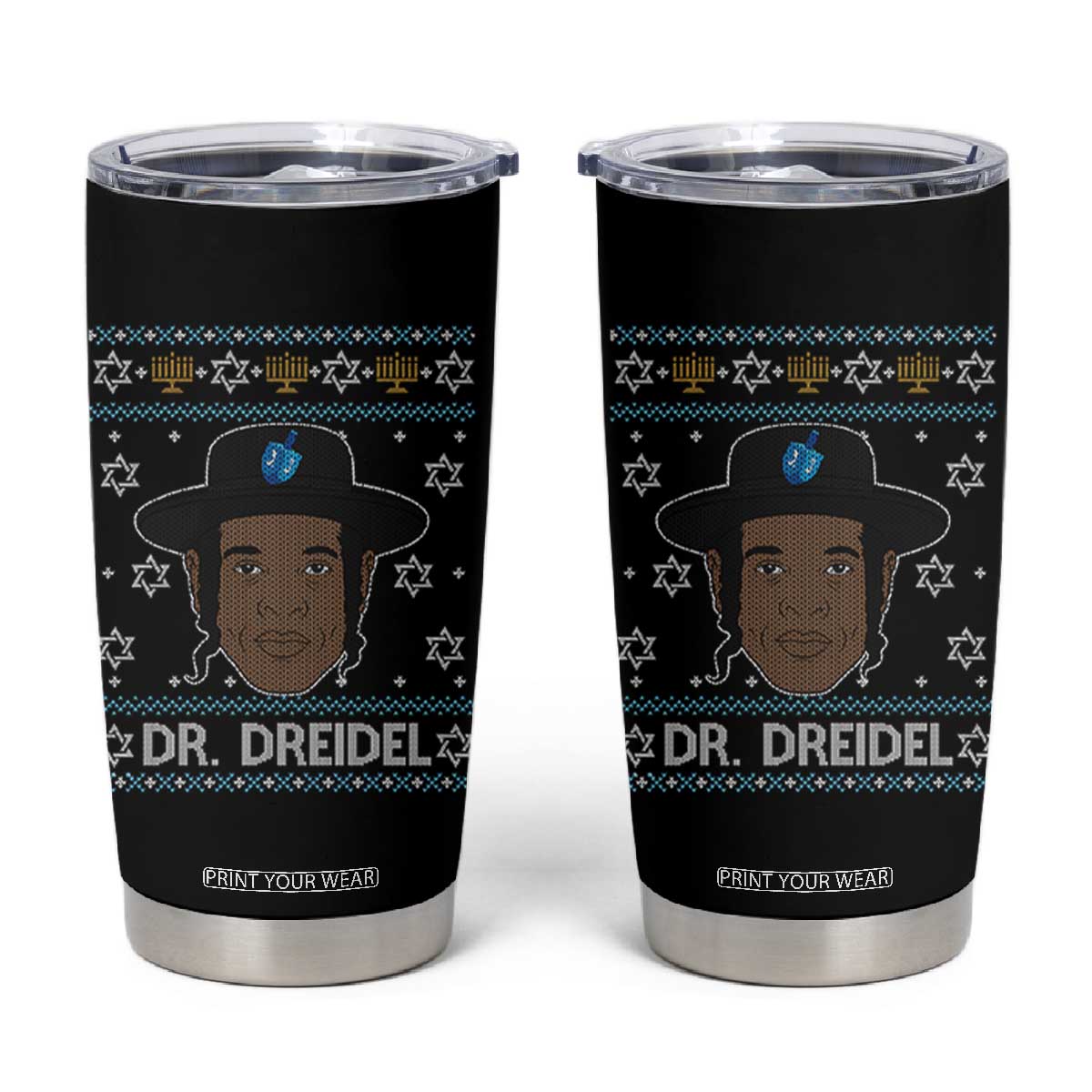 Funny Hanukkah Dreidel Tumbler Cup Dr Dreidel Chanukah Rapper DJ TS11 Black Print Your Wear